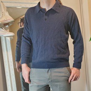 Men's Dockers Woven Navy Polo Sweater